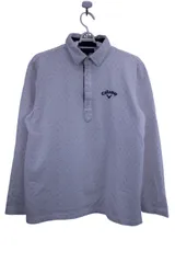 【美品】Callaway(キャロウェイ) 長袖ポロシャツ 白ネイビードット柄 メンズ L 241-7256513 ゴルフ用品 2503-0588 中古