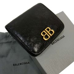 定価71,500円◇BALENCIAGA Monaco スモールレザー ダブルＢロゴ 二つ折り ウォレット 財布 バレンシアガ モナコ ユニセックス イタリア製