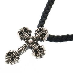CHROME HEARTS (クロムハーツ) FILIG CROSS-XS LB フィリグリークロスXS レザーブレイド ネックレス シルバー
