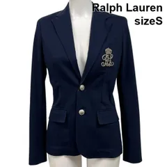 ◆ ラルフローレン Ralph Lauren テーラードジャケット 刺繍 長袖 ユニセックス ネイビー 綿100％ 4 S 7号 ユニセックス S5V399