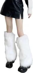 §Ｂｇ３ ルーズソックス レッグウォーマー ファー y2k ファッション フェイクファー サブカル系 地雷系ファッション(ホワイト,  35)