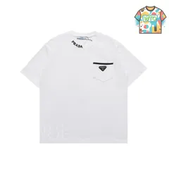 【今日WTO】Prada 襟口刺繍三角マーク 丸首半袖 T プラダ-NO66