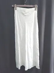 ◇ Θ apart by lowrys シワ加工 光沢感 ジャガード ロング フレア スカート サイズM ホワイト レディース E  【1506110014047】