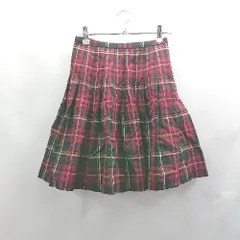 ◇ Θ EASTBOY イーストボーイ チェック柄 ひざ上丈 プリーツ スカート サイズ7 レッド レディース E  【1503060047019】