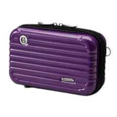 ☆ パープル ☆ 化粧ポーチ スーツケース型 化粧ポーチ おしゃれ スーツケース型ポーチ 大容量 メイクポーチ ペンポーチ ガジェットケース ショルダーストラップ ハンドストラップ ハードケース ペンケース 収納ケース マルチポーチ