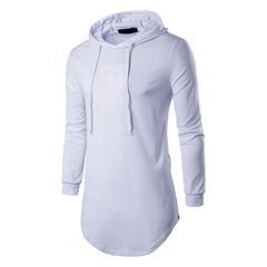 長袖Ｔシャツフード付き長袖トップスカットソートップス ロングTメンズ レディース 無地  ロングスリーブＴシャツ ロンTヒップホップ ダンス ストリート5色(ホワイト)