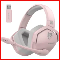 G06 ワイヤレスゲーミングヘッドセット、クリスタルクリアマイク付き、PS5、PS4、PC、Switch用、100時間バッテリー、エルゴノミックデザイン（ピンク） NUBWO