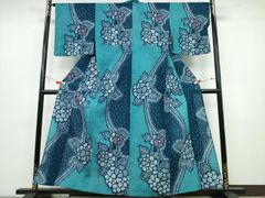 新品 未使用品 身丈163 葡萄 有松絞り 絞り染め 絞り浴衣 浴衣 NO56