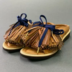 1e26 《極美品》 ZUCCa ズッカ ボリュームタッセル レザーサンダル M ブラウン Leather シューズ 夏のサムネイル