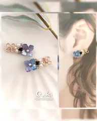 紫陽花✿*:濃淡有 ピアスorイヤリング♪ハンドメイド