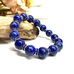 ラピスラズリ パワーストーン ブレスレット 12mm 天然石ブレス （ダークブルー）メンズ・レディース　男性・女性　数珠ブレス　開運 [k]