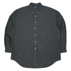 ポロラルフローレン POLO RALPH LAUREN 90s 90年代 ボタンダウンシャツ グラフチェック 格子柄 BLAKE BD 長袖 ポニー ロゴ 刺繍 USA ヴィンテージ 古着 ブラック ホワイト XL【中古】