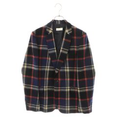 DRIES VAN NOTEN (ドリスヴァンノッテン) 15AW タータンチェック ウール 1B シングルテーラードジャケット ネイビー/レッド