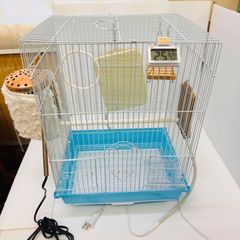 インコ飼育セット　鳥かご　ヒーター3機　止まり木3個　温度計　鳥餌台