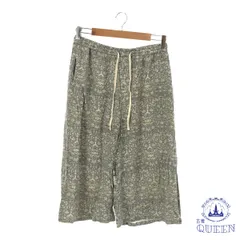 ☆美品☆ パンツ 七部丈 ウエストゴム 紐 総柄 カジュアル レディース グレー L 901-9625 送料無料 古着