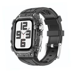 アップルウォッチバンド（Apple Watchバンド）メタリックフレーム一体型バンド【クリアブラック×ブラック】46mm対応 [BELTIES]