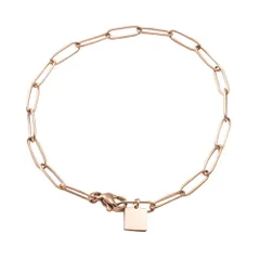 【ピンクゴールド × フリーサイズ】[Cream dot. クリームドット公式] ブレスレット レディースステンレス製 金属アレルギー つけっぱなし サージカルステンレス オーバルチェーン プレート メタル スクエア 四角 ひし形 大人のサムネイル
