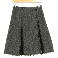 フラジール スカート ボトムス ボックスプリーツ ツイード ウール レディース 34サイズ 茶×黒 FRAGILE 【中古】