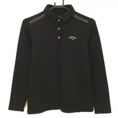 キャロウェイ 長袖ポロシャツ 黒 肩ライン ロゴグレー 襟・袖汚れ レディース M ゴルフウェア Callaway