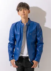 フリーダムレザー 本革 革ジャン メンズ シングルライダース レザージャケット PB-2707BLUEのサムネイル