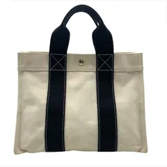 美品 HERMES エルメス ボラボラ キャンバス ハンド トート バッグ ブラック k4720