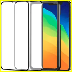 【数量限定】強化ガラス 液晶 用 保護フィルム 全面保護 11Pro アイフォン 11pro / / 10 Xs/X / 10s iPhone 用 画面 ガラスフィルム 保護ガラス ガイド枠付き NT2F 2枚セット 透明-黒縁