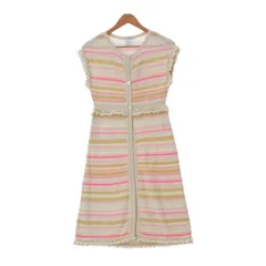 CHANEL - シャネル ココマークボタン コットン×カシミヤ ロング ニット ジレ ベスト マルチカラー 38【中古】【正規品保証】 シャネル ココマークボタン コットン×カシミヤ ロング ニット