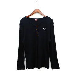 プーマ PUMA 国内正規品 カットソー Vネック ニット リブ ロゴ コットン 綿 長袖 O 黒 ブラック /NT8のサムネイル