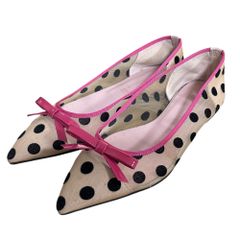 ◆中古品◆Pretty Ballerinas プリティ・バレリーナ ドット リボン サイズ36(23cm) パンプス フラットシューズ 本体のみ 透け感有 V89155NL