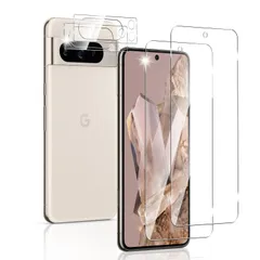 フィルム2枚+Pixel8 Pro Pro カメラフィルム2枚 Google Pixel Google 8 Pro ガラスフィルム 指紋認証対応 Pro 強化ガラス 全面保護 旭硝子製素材 ガラスフィルム【指紋認証対応】Pixel8 レンズ保護フィルムム グー
