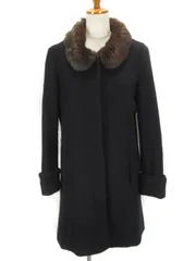 ナノユニバース nano universe コート ノーカラー ファー ウール混 38 黒