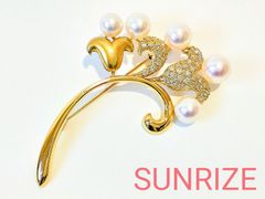 K18 パール ダイヤモンド ブローチ【S365】