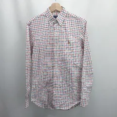 ◇ ラルフローレン チェック柄　ワンポイント刺繍 長袖 ボタンダウンカラーシャツ サイズS ホワイト系 メンズ ◆ E  【1506300033421】