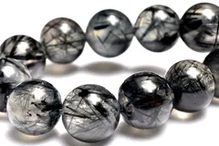 【１点物】太針入り！◇ブルーラビットヘアールチル入り ブラックトルマリンインクォーツ　9mm　ブレスレット パワーストーン 天然石 _MA7922