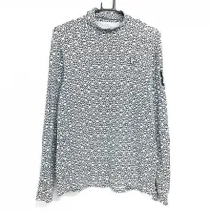 【美品】パーリーゲイツ 長袖ハイネックシャツ 白×ダークネイビー 総柄 袖ナンバリング メンズ 5 ゴルフウェア PEARLY GATES