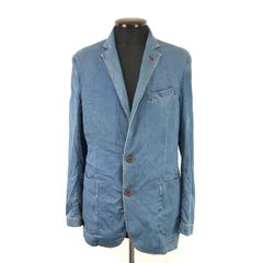 Navy Premium【ネイビープレミアム】薄デニム/テーラードジャケット【メンズL/水色/シャンブレー】/Jacket◆BJ073-a