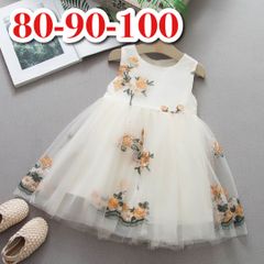 ノースリーブ 刺繍花柄  ワンピース 80 90 100