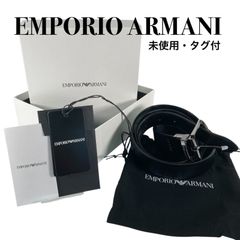 m32 未使用・タグ付 EMPORIO ARMANI エンポリオアルマーニ ベルト リバーシブル イーグルロゴ メンズ ブラック シルバー 120cm 保存袋 箱 服飾小物 レザー