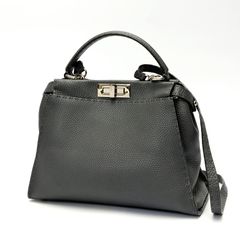 フェンディ / FENDI 　ピーカブー レギュラー　8BN226　セレリアレザー　アスファルト(グレー系) 【中古】 商品番号 S-158273