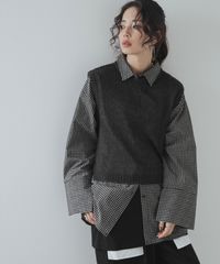 夢展望公式 [新品未使用] モヘアタッチシアーベスト [チャコールグレー] 他カラー別ページ有 bohmal ニットトップス ニットベスト・ジレ（ノースリーブ） 535787-02