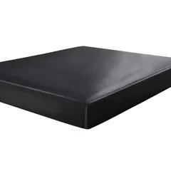 uxcell ボックスシーツ マットレスカバー サテン 洋式・和式兼用 ベッドカバー レーヨン素材 夏用 ベッドシーツ ツルツル マチ部分約30cm 着脱簡単 通気性 丸洗い可能 ブラック ダブル・150×200cm