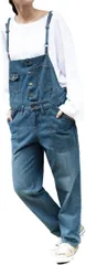 cmy select デニム サロペット オールインワン オーバーオール ボトム パンツ 長さ調節可能 レディース 大きいサイズ カジュアル ジーンズ( ブルー,  LL)