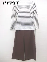 ◇ coen コーエン ワイドパンツ オールインワン ボーダー カットソー 2点セット サイズFREE ブラウン レディース 【中古】 【1105260008632】