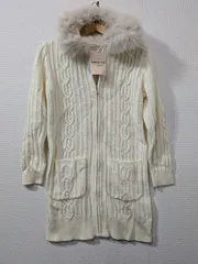 新品未着用タグ付き Apuweiser-riche アプワイザーリッシェ ファー付き コーディガン オフホワイト 2サイズ 25351070 ジップアップ フォックスファー アンゴラ混