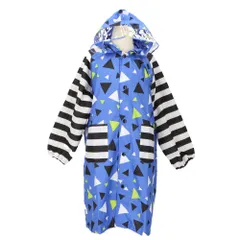 ☆ 三角ボーダーブルー ☆ 120cm ☆ キッズレインコート 男の子 レインコート キッズ 男の子 ランドセル対応 自転車 おしゃれ かわいい 子供用 こども 子ども 小学生 低学年 園児 男児 ボーイズ 入学準備 雨具 通学 通園 レイングッズ