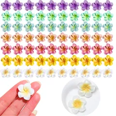 [merrytime] プルメリア 花 チャーム フラワー ピアス ネックレス イヤリング ハワイアン デコ素材 アクセサリーパーツ デコキット クラフト手芸 DIY飾り物 