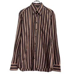 TOMMY HILFIGER 長袖 ストライプシャツ 15 L 程 ブラウン系 ピンク トミーヒルフィガー ボタンダウン 古着卸 アメリカ仕入 a701-5451