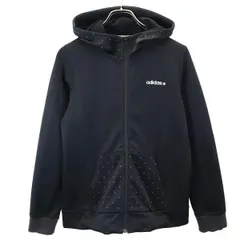 アディダス トレーニング 長袖 ジップパーカー L 黒 adidas 裏起毛 レディース 古着 【231222】