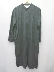 ◇ ⊇ MUJI 無印良品 ムジルシ バンドカラー 長袖 膝下丈 シャツ ワンピース サイズL ブラック レディース P  【1410230022373】