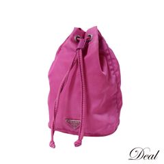 未使用級✨プラダ ポーチ 巾着 ナイロン サフィアーノ 三角ロゴ ピンク